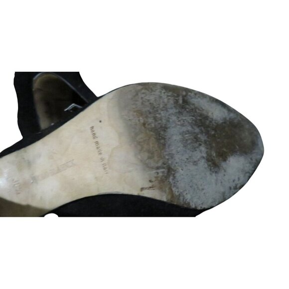 Manolo Blahnik Black Italian Suede Leather MaryJane Buckle pumps sz 38.5 or  8.5 - Picture 8 of 11
